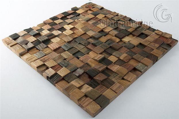 wood mosaic wall panel