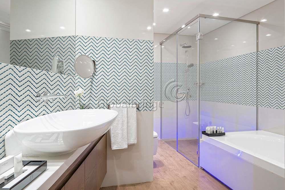 Powder glass bathroom wet area wall mosaic tiles