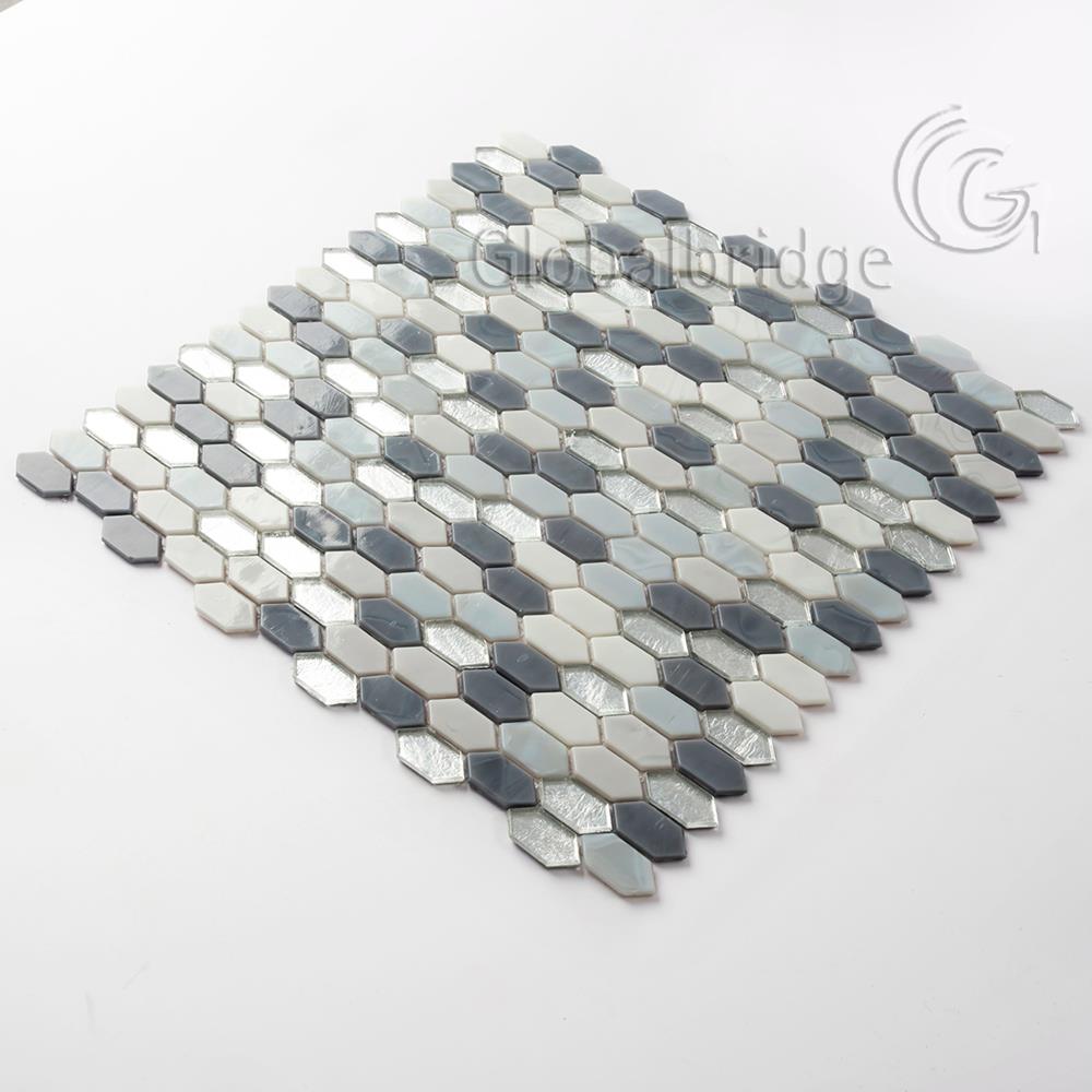 Azulejos de pared de baño de mosaico de vidrio cremoso único