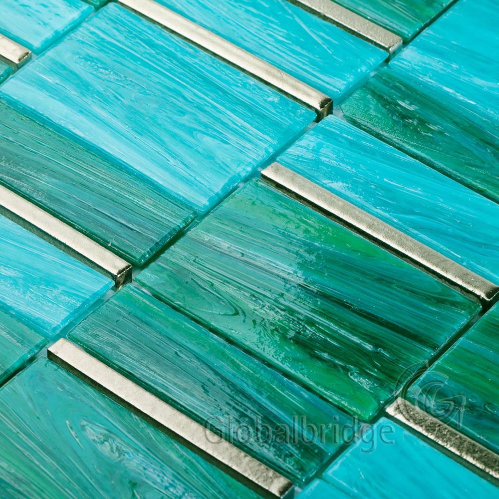 Rectángulo de mosaico de vidrio Backsplash Azulejos de pared