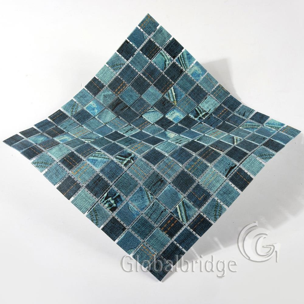 Patrón de tela de chorro de tinta precio de mosaico de vidrio azulejos de pared contra salpicaduras