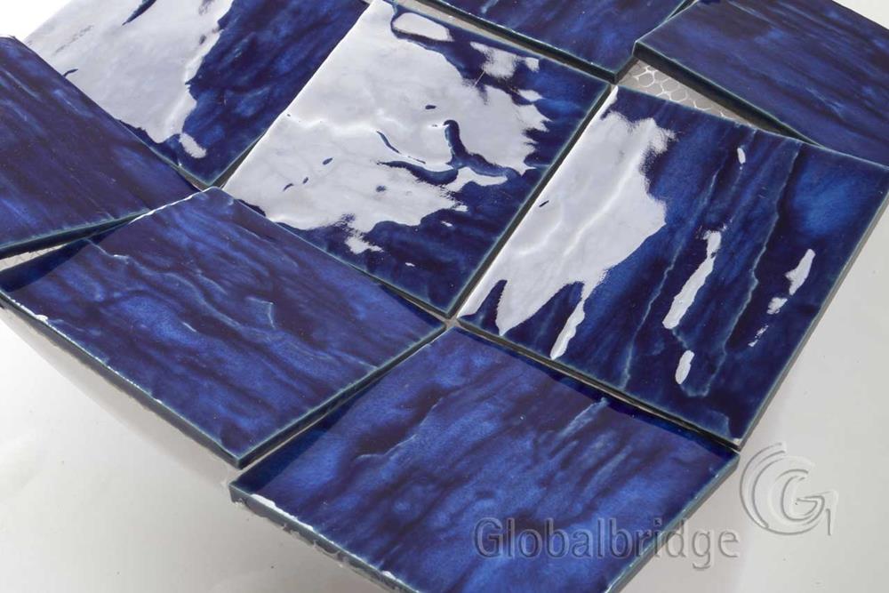 Azulejos de baño de mosaico de cerámica esmaltada ondulada de cristal