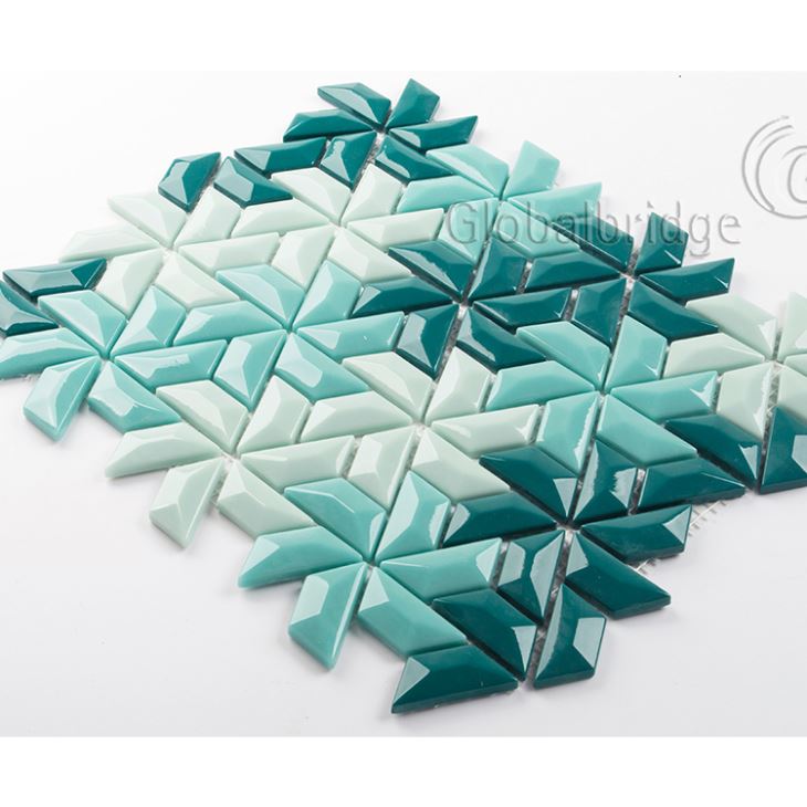 Azulejo de mosaico de vidrio de onda 3D