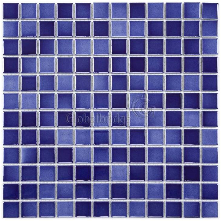 Azulejo de mosaico de baño de porcelana azul