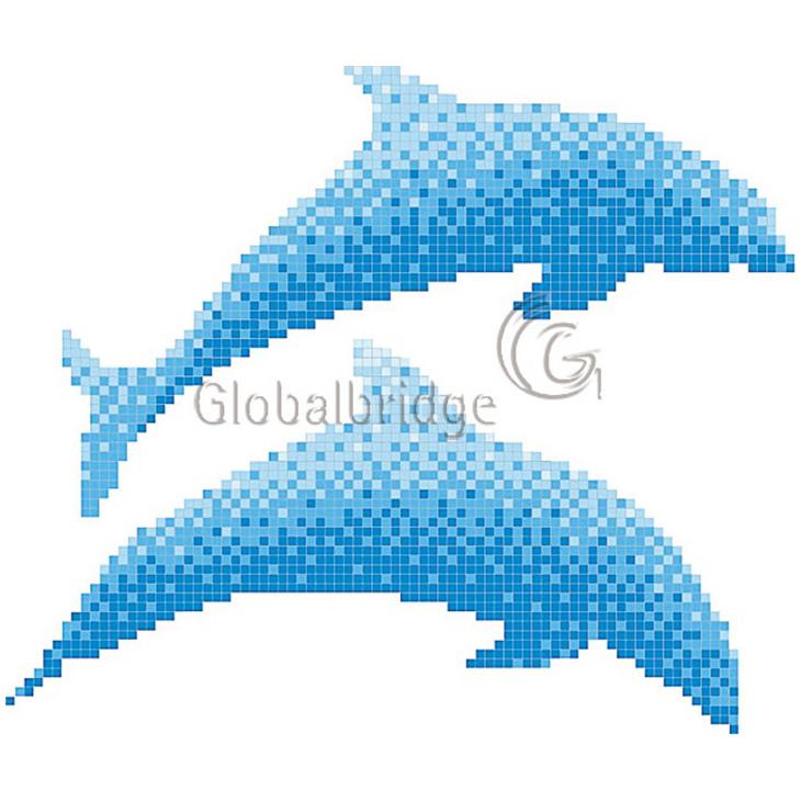 Dolphin Glass Mosaic Puzzle Arte Mural