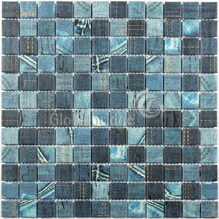 Patrón de tela de inyección de tinta Mosaico de vidrio Precio Backsplash Azulejos de pared
