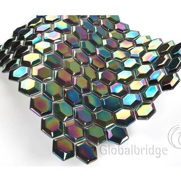 Azulejo de mosaico de vidrio iridiscente
